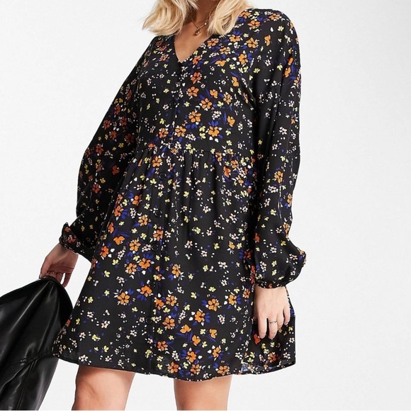 NWT Asos Influence smock mini dress in floral print, Small - Picture 1 of 8